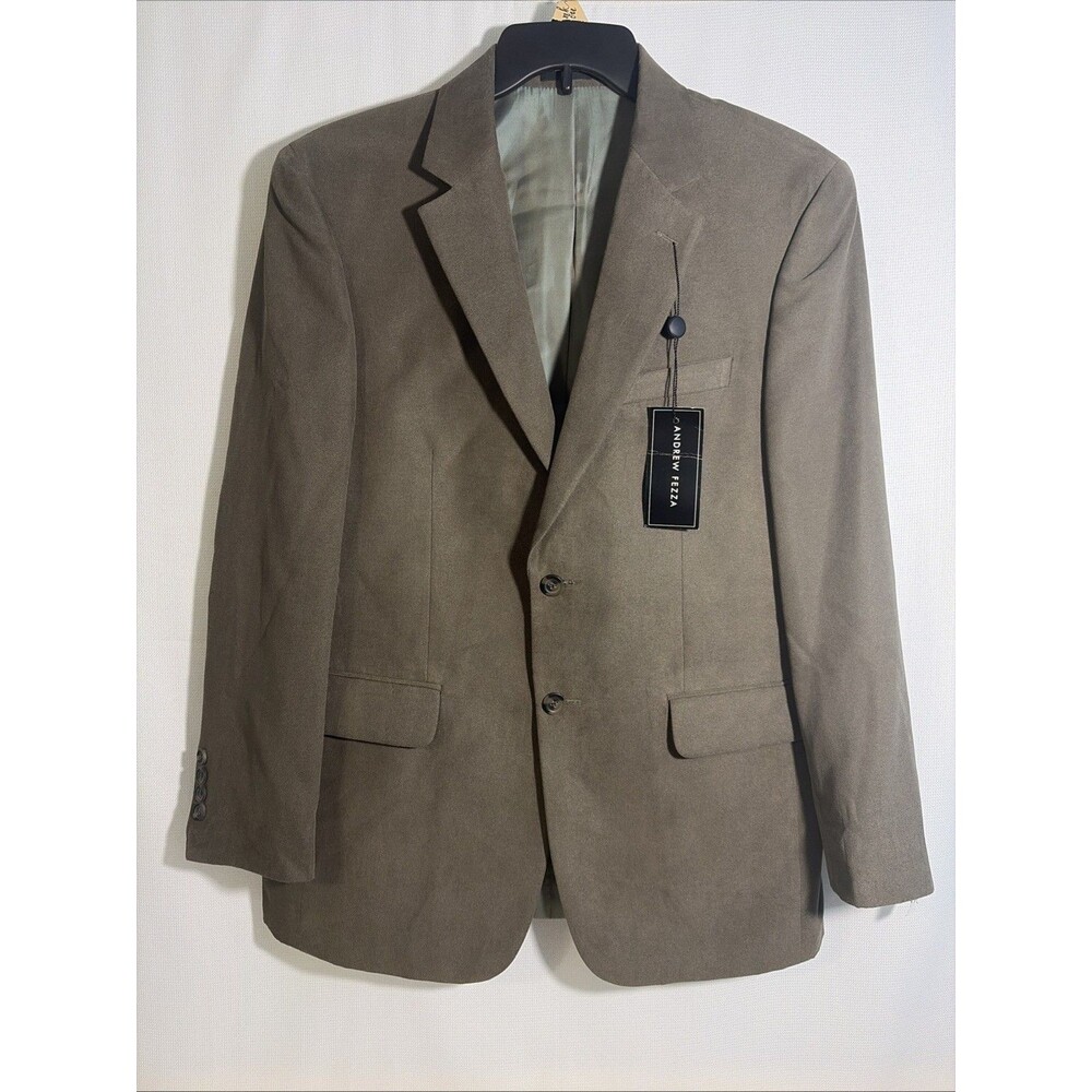 NWT Andrew Fezza Baxter Faux Suede Suit Jacket Brown 40S 2-button Pockets